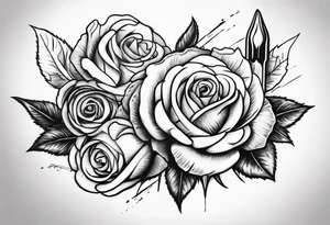Dagger stabbing roses tattoo idea