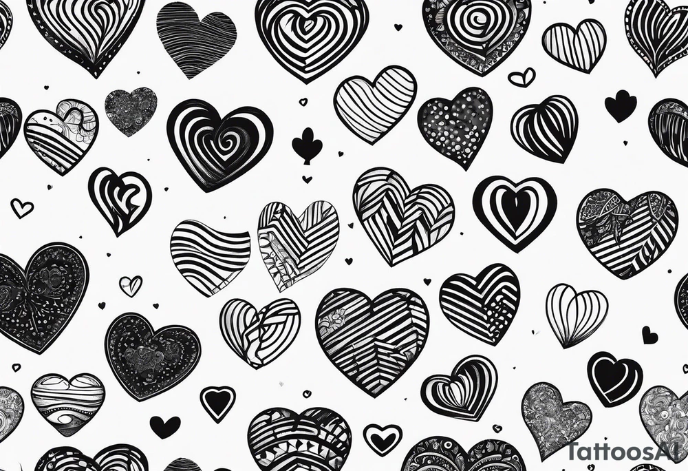 small black line hearts tattoo idea