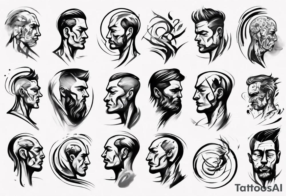 Brush stroke drawing a man and time tattoo idea