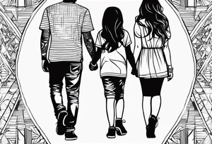 1 teen boy 1 teen girl 1 toddler girl walking holding hands tattoo idea