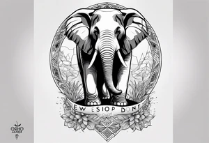 design full leg tattoo including zen, ayahuasca, Buddha, elephant, triangle, bird, and the “slowing down” card from osho zen tarot tattoo idea