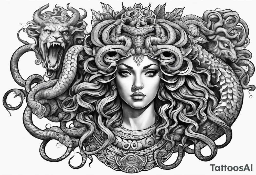 Medusa and the head of Perseo tattoo idea