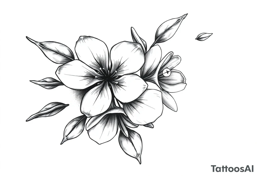 Elongated Cherry blossom with round petals tattoo idea