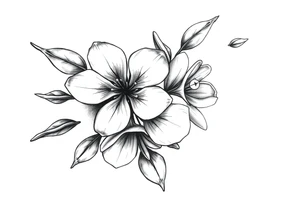 Elongated Cherry blossom with round petals tattoo idea