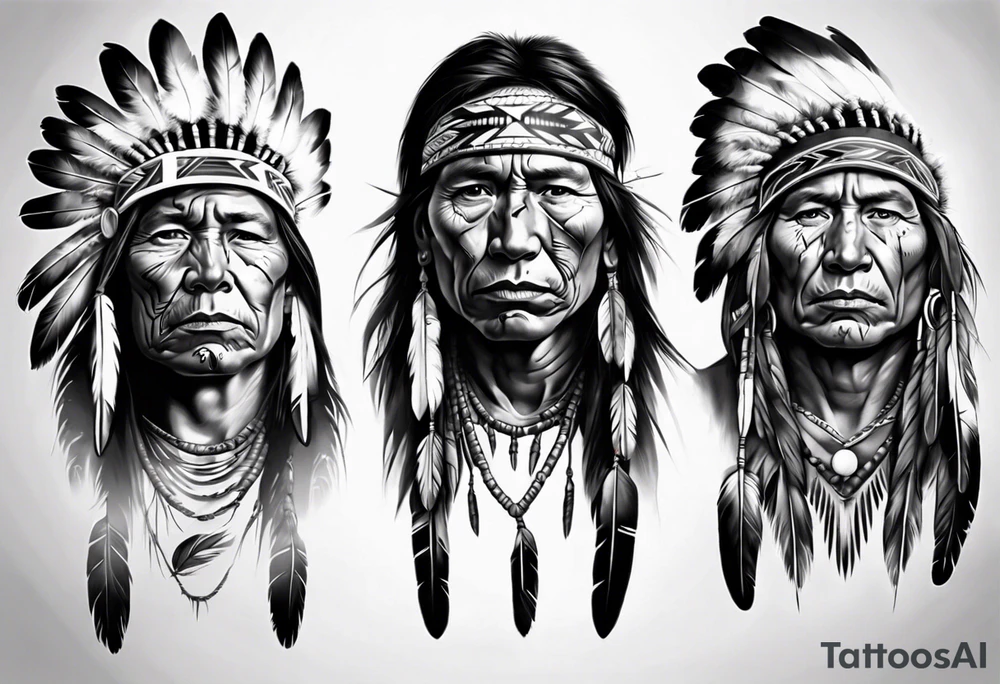 young Native American face photorealism tattoo idea