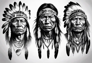 young Native American face photorealism tattoo idea