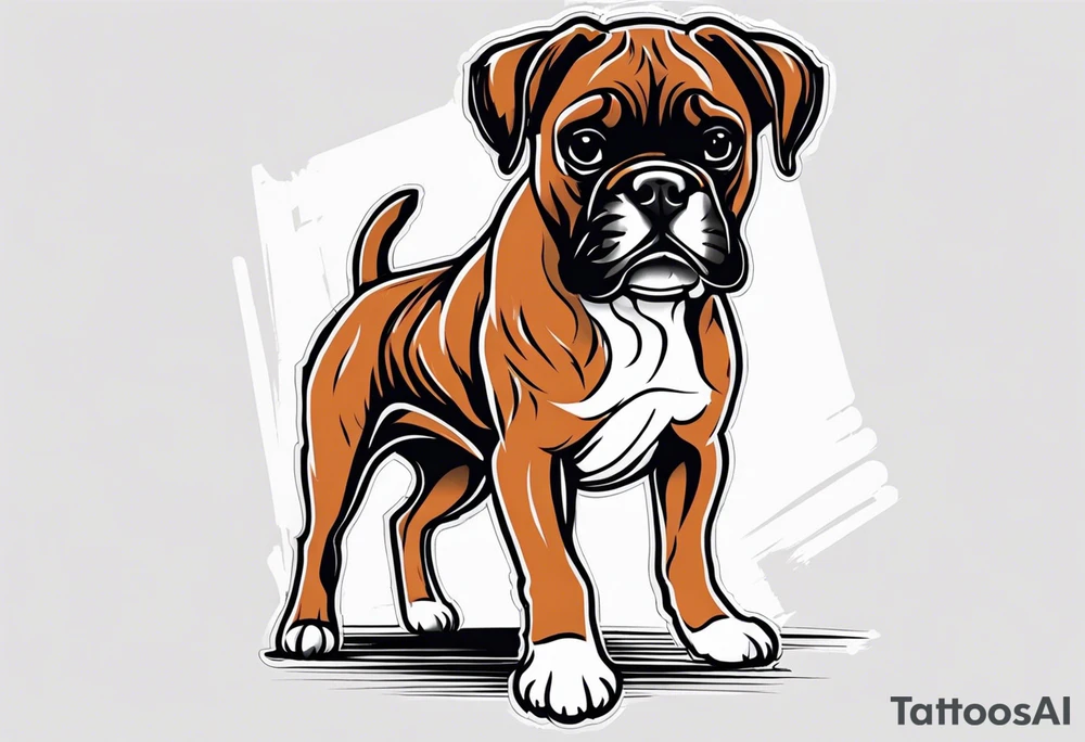 boxer dog in a boxing match tattoo idea