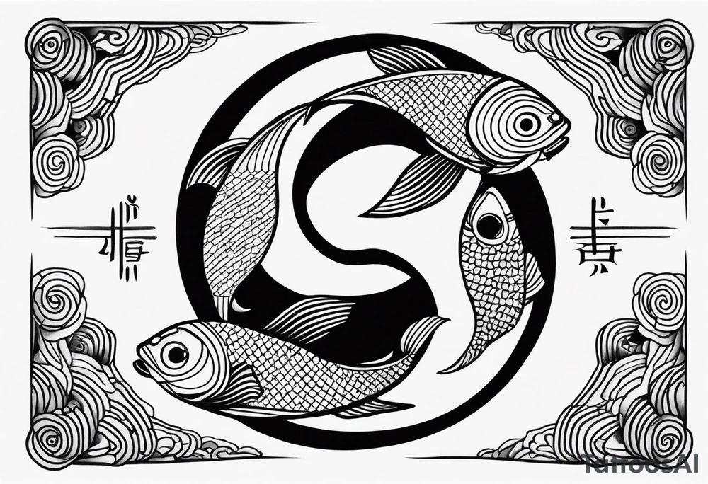 yin yang irezumi fishes japanese patterns tattoo idea