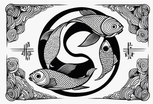 yin yang irezumi fishes japanese patterns tattoo idea