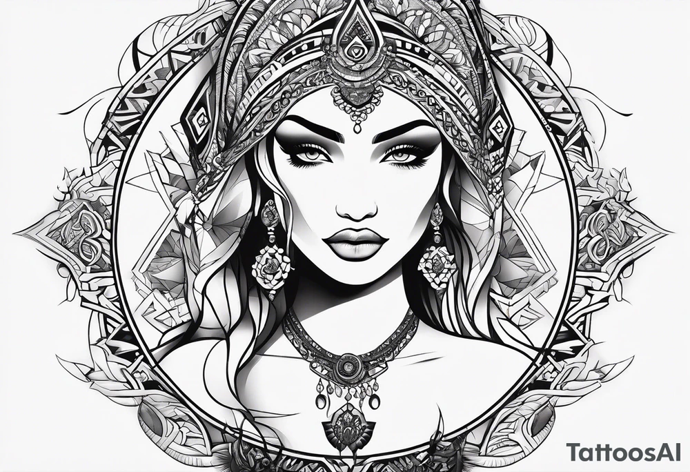 A thigh tattoo, symbol of feminism, strength, motherhood. tattoo idea