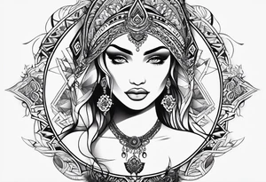 A thigh tattoo, symbol of feminism, strength, motherhood. tattoo idea