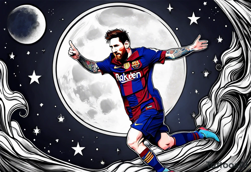 messi stealing the moon tattoo idea