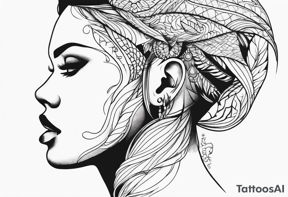 Fierce wold head side view tattoo idea