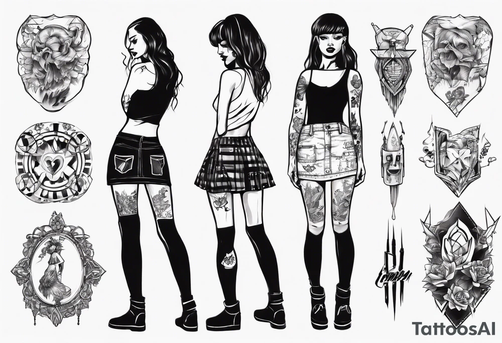 Girl wearing a mini skirt tattoo idea
