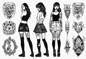 Girl wearing a mini skirt tattoo idea