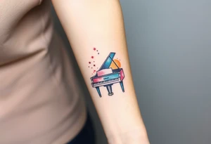 Grand piano under stars tattoo idea