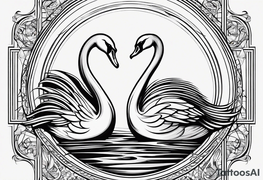 Swan of Dol Amroth, Minimalist Logo, Extreme Minimalism, Line Art, Golden Ratio, No Details, No Frame, No Shade, Solid Thin Black Lines Only tattoo idea