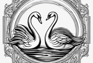 Swan of Dol Amroth, Minimalist Logo, Extreme Minimalism, Line Art, Golden Ratio, No Details, No Frame, No Shade, Solid Thin Black Lines Only tattoo idea