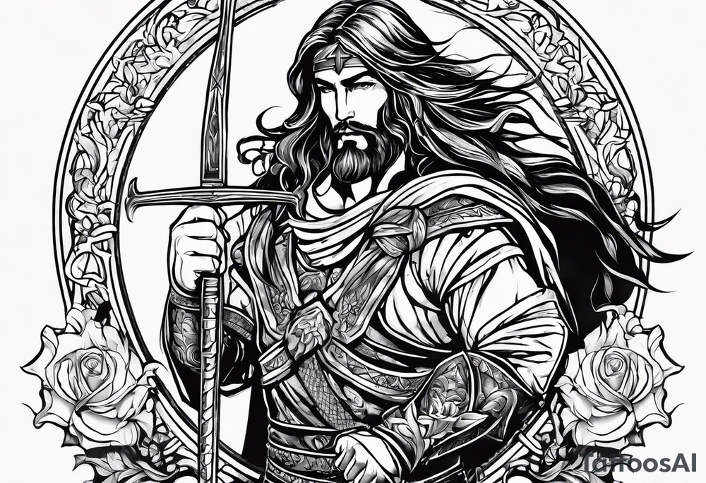 sagittarius, faith, strong, warrior, god, jesus, christ tattoo idea