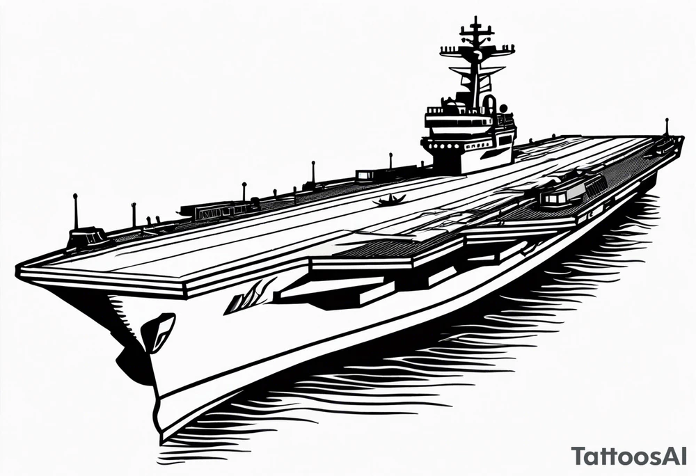 aircraft carrier front view tattoo idea