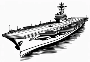 aircraft carrier front view tattoo idea