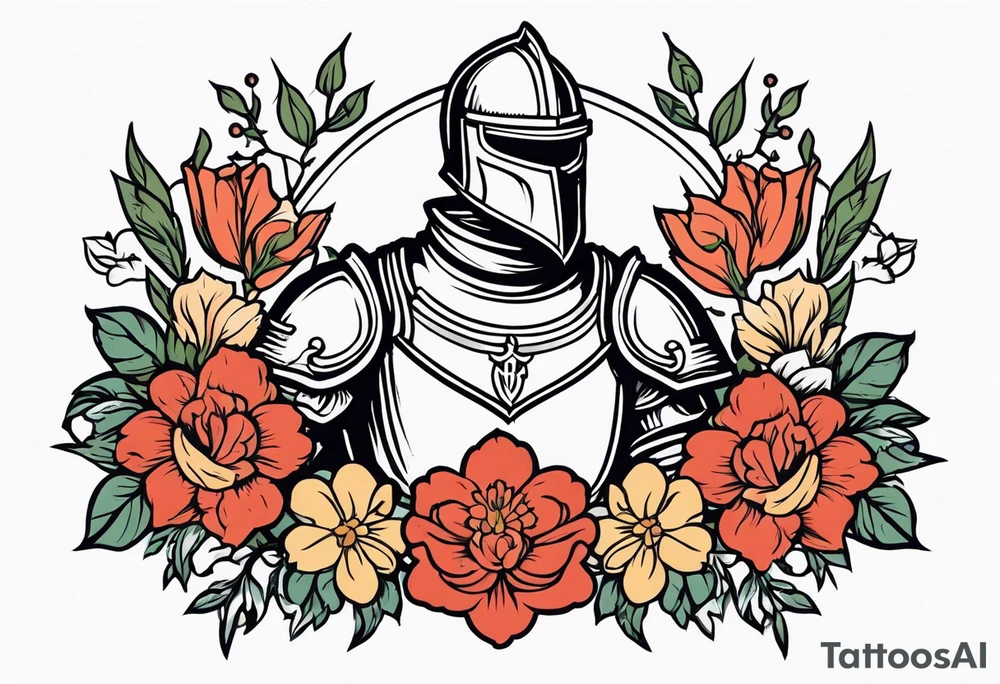 knight

old school vintage simple traditional design with vintage flowers surrounding
bold color simple tattoo idea