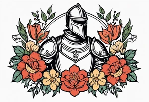 knight

old school vintage simple traditional design with vintage flowers surrounding
bold color simple tattoo idea
