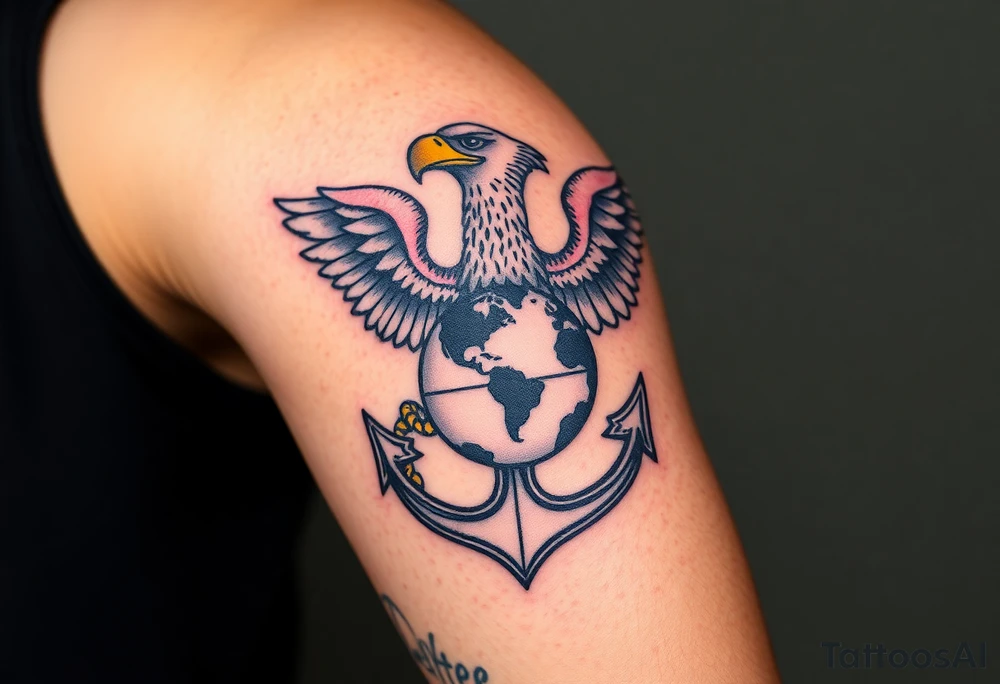 Combat marine veteran eagle globe and anchor tattoo idea