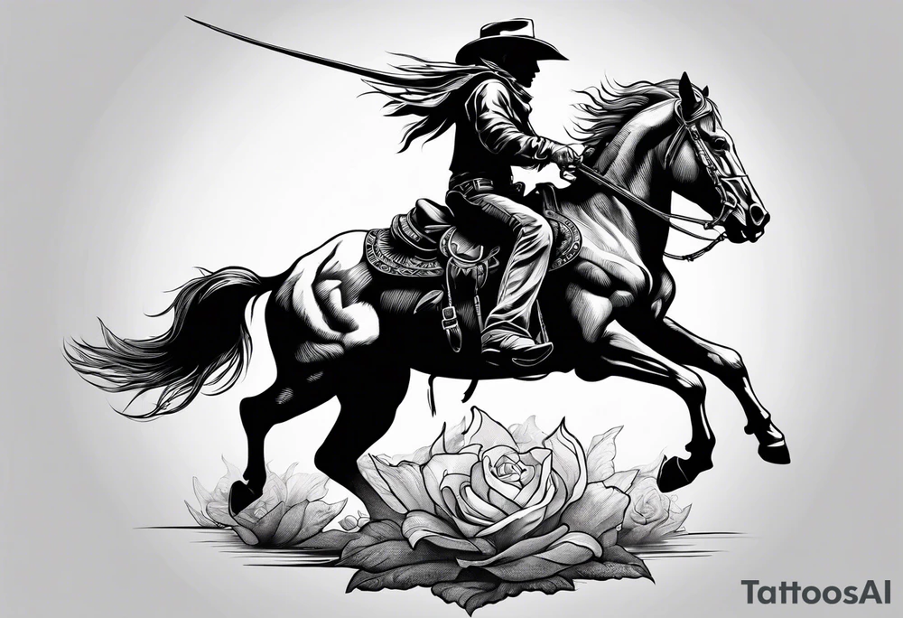 Skeleton cowboy riding bull tattoo idea