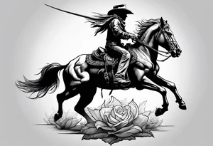 Skeleton cowboy riding bull tattoo idea