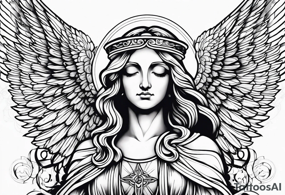 Religious, angel, powerful tattoo idea