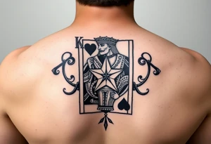 king of hearts card with army star tattoo idea