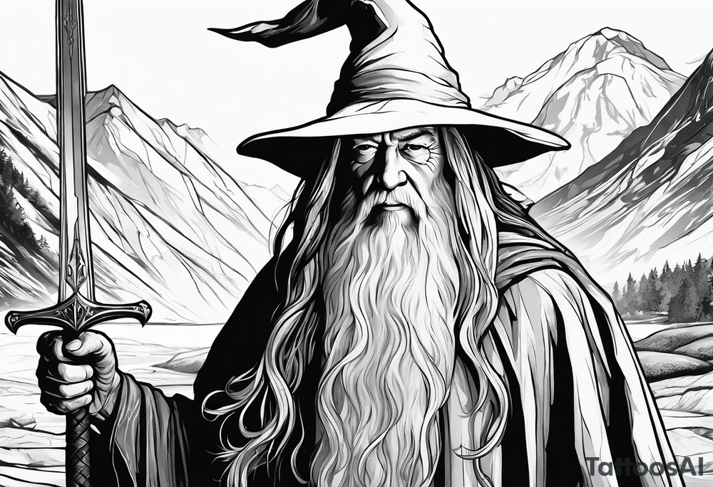 Gandalf holding a sword tattoo idea