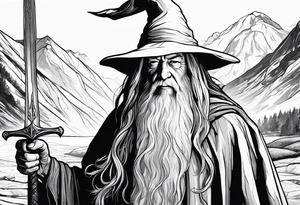 Gandalf holding a sword tattoo idea