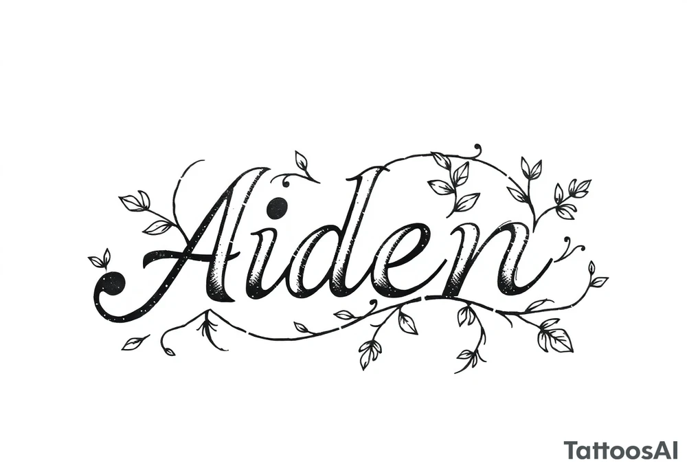The name Aiden with vines tattoo idea