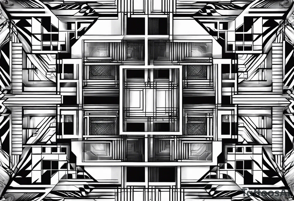 Fractal auto similar squares tattoo idea