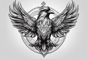 Valhalla symbol bird straight line tattoo idea