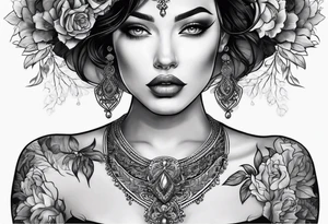 Non portrait feminine throat tattoo idea