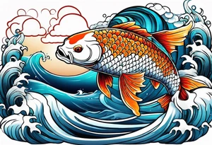 ocean scene with koi tattoo idea