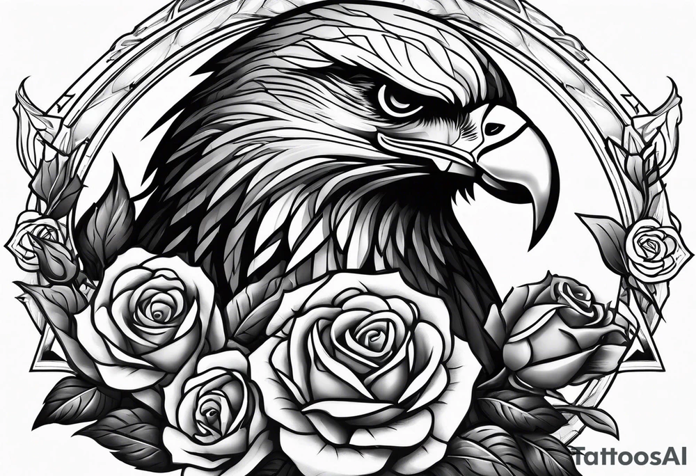 Warrior, eagle, sword, rose, family tattoo idea