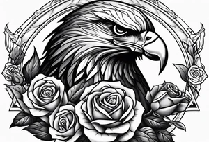 Warrior, eagle, sword, rose, family tattoo idea