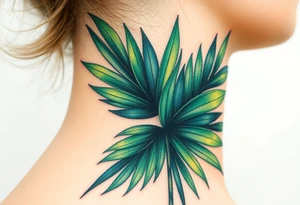realistic large movement woven palm leaves tattoo idea