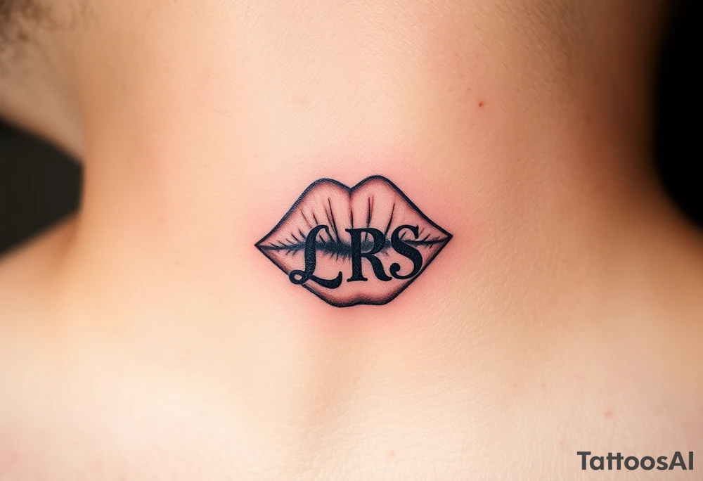Small Kiss mark with the initials lrs tattoo idea