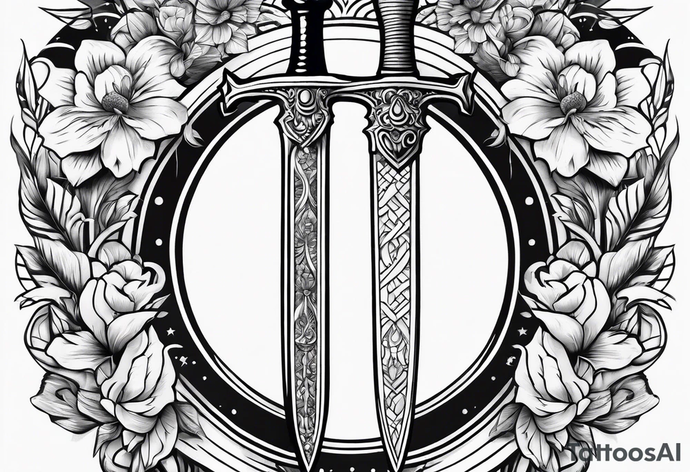 feminine dagger tattoo idea