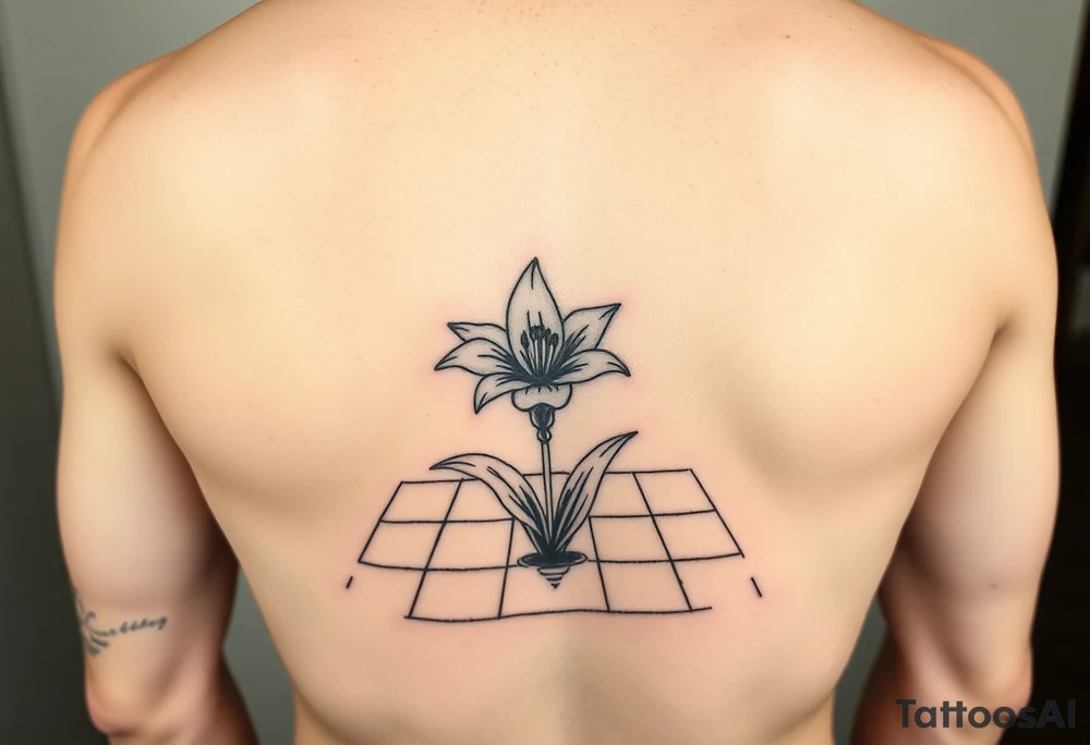 bathroom with lily coming up out of tile floor tattoo idea