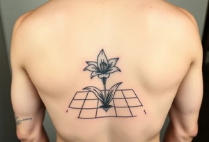 bathroom with lily coming up out of tile floor tattoo idea