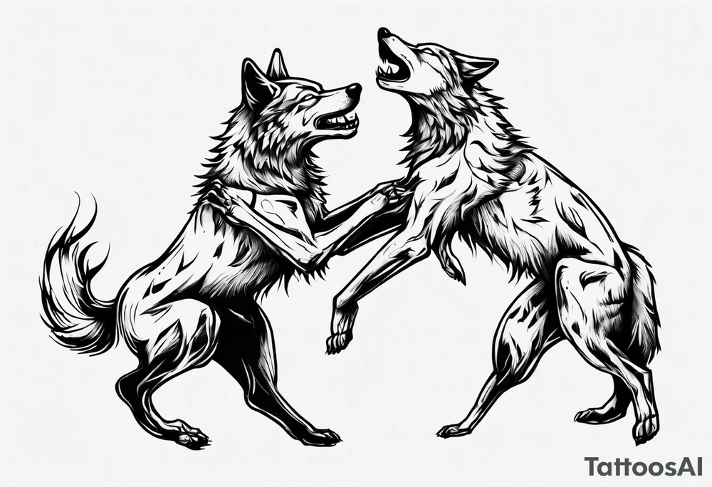 two wolves dancing tattoo idea