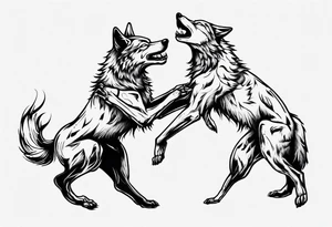 two wolves dancing tattoo idea