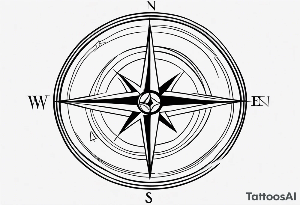 Feminine compass with waves and anchor along spine tattoo idea