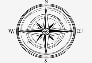 Feminine compass with waves and anchor along spine tattoo idea